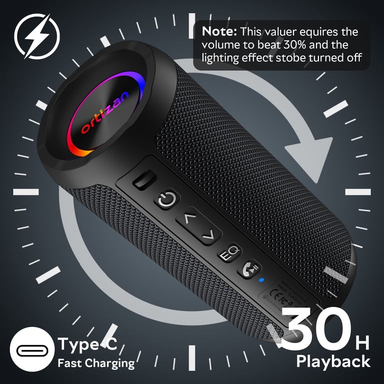 Ortizan Portable Bluetooth Speaker With LED Lights photo 6