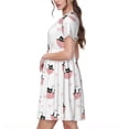 thumbnail image 2 of Picia Umbrella Cat Pattern Women's Short Sleeve Summer Dress Pleated Loose Swing Knee Length Short Sleeve Swing Dresses, 2 of 6