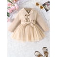 thumbnail image 2 of xiaxaixu Robe d'Automne pour Filles, Robe Décontractée Trapèze, Manches Longues, Col à Revers, Robe en Tulle à Empiècements avec Ceinture, 2 of 8