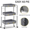thumbnail image 4 of KK KINGRACK 3-Tier Rolling Cart, Metal Utility Cart with Wheels ,Office School Organizer,  Grey, 4 of 8