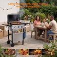 thumbnail image 4 of Biotree 3 Burner BBQ Propane Gas Grill, Stainless Steel 28,650 BTU Patio Garden Barbecue Grill with Two Foldable Shelves, 4 of 9