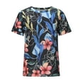 thumbnail image 4 of Palato Women's Plus Size Tops,Ladies Fashion Casual Print Round Neck Loose Short Sleeve T Shirt Top Pullover, 4 of 5