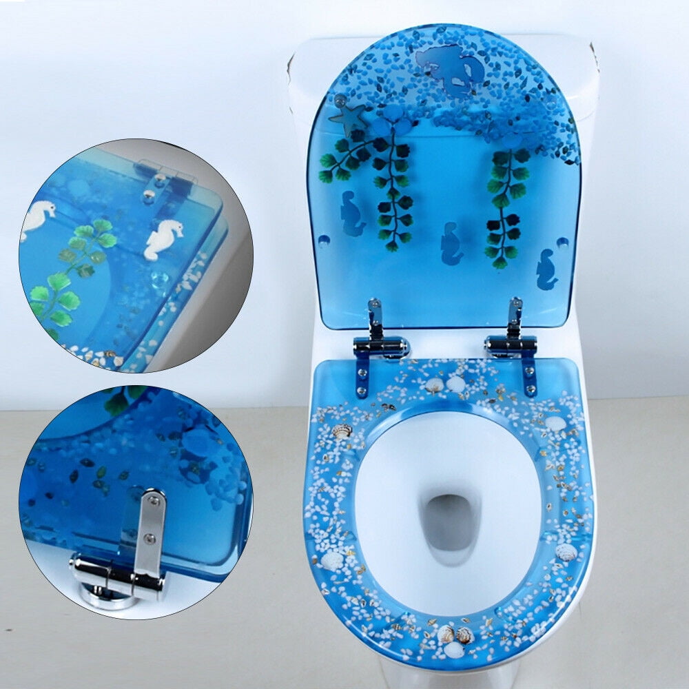 Oukaning Toilet Seat U/V Shape Resin Decorative Toilet Seat Seashell