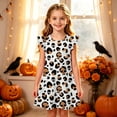 thumbnail image 2 of Gunia Toddler Girls Nightgowns Pjs For Girls Halloween Flutter Sleeve Nightgown Summer Casual Cartoon Digital Print Dress Night Gowns Sleepwear White 3-4 Years, 2 of 5