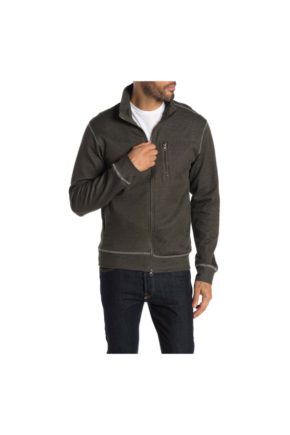 $69.50 Vintage 1946 Full Zip Ribbed Pullover,OLIVE,MEDIUM