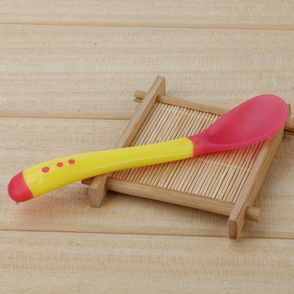 Peggybuy Infant Sensing Temperature Sucker Bowl Fork Spoon Tableware (Yellow Spoon)