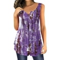 thumbnail image 1 of Débardeur Sans Manches pour Femmes Été Col Rond Boutons Chemises Blouse à Manches Courtes Décontractée Ample T-Shirts Mode Imprimé Camisole, 1 of 4