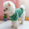 thumbnail image 3 of FANTADOOL Cute Plush Round Neck Warm Flowers Sweater, Pet Dog Clothes Winter Warm Fleece Pet Coat, For Small Dogs French Bulldog Puppy Dog Clothing, Green, 3 of 8