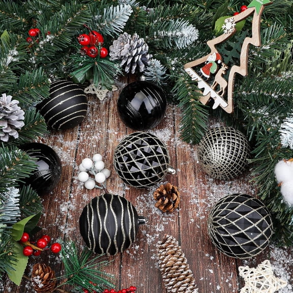 80mm Christmas Balls Ornaments,12PCS Colored Shatterproof Plastic Decorative Hanging Tree Decorations Baubles Set for Xmas Tree Decor Holiday Party Wedding Decoration with Lanyard