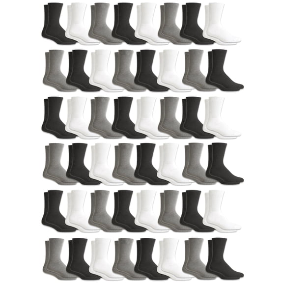 SOCKS'NBULK Wholesale Crew Socks, Men Women Children, Cotton Basic Wear (48 Pack Mix, 10-13)