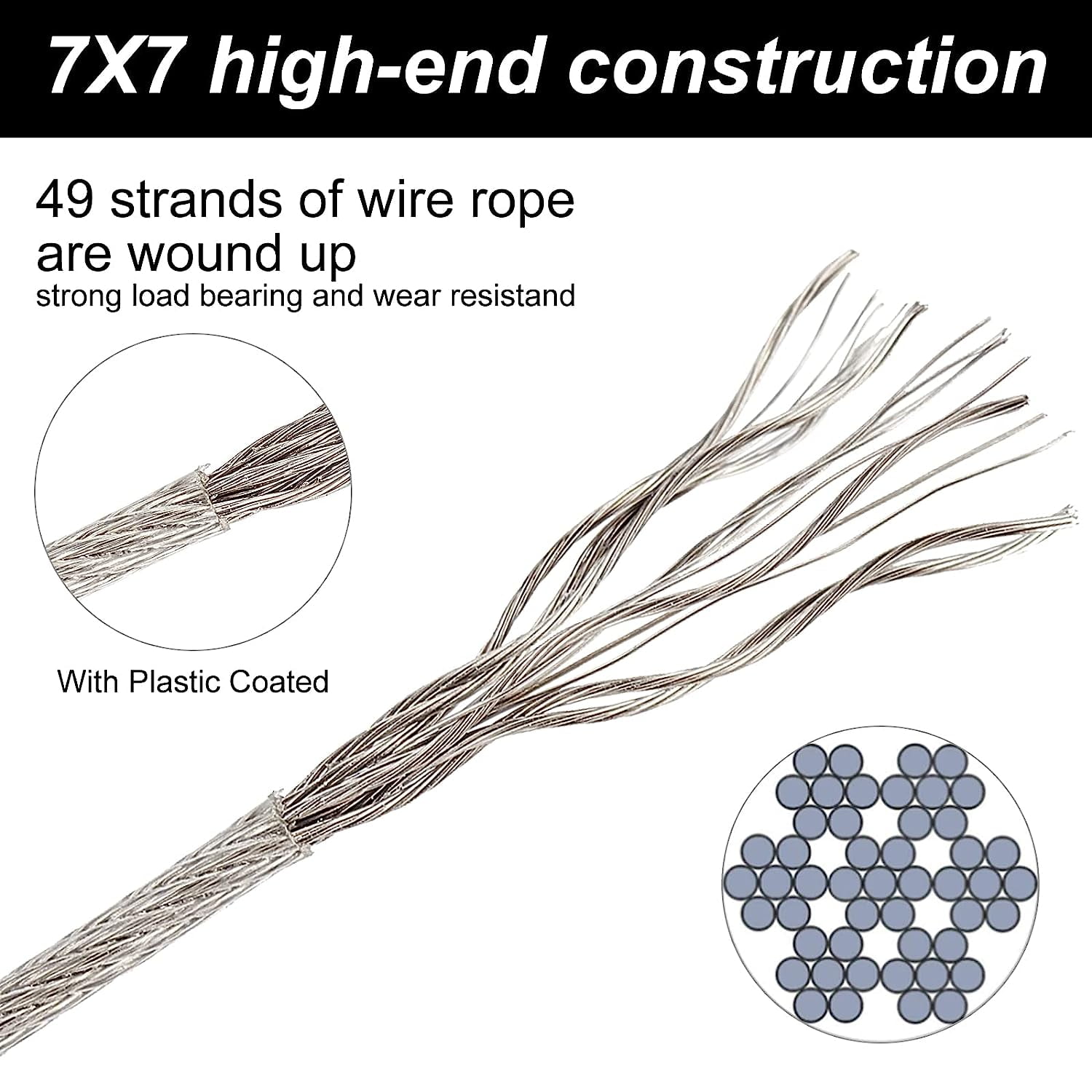 4 Roll 304 Plastic Coated Stainless Steel Wire Wire Rope Cable for Picture and Mirror Hanging Crafts About 32.8 Feet/roll Stainless Steel Color 1bag