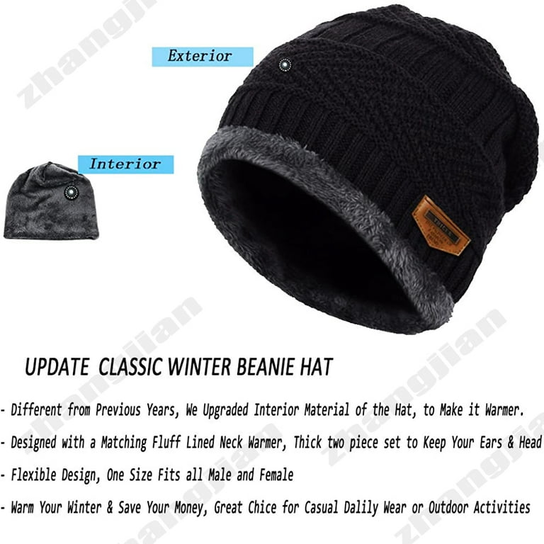 Ilfioreemio 2pieces Winter Hat Scarf for Men Knit Warm Men's Hats