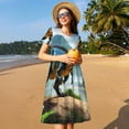 thumbnail image 4 of Disketp Lake Forest Dinosaur A para Vestido de Manga Corta para Mujeres, Vestidos de Verano para Mujeres, Casual y Holgado para la Playa, 4 of 6