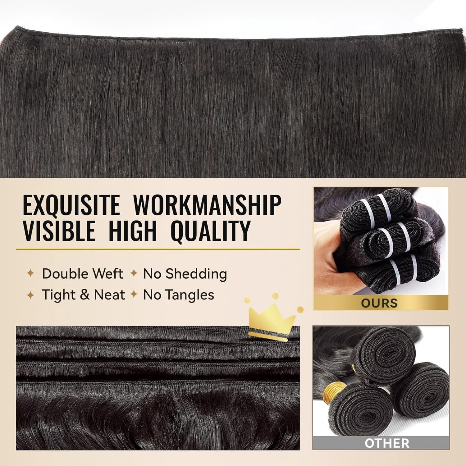 Human Hair  16A Brazilian Virgin Hair Straight , Silky and Soft, 18 20 22 Inch Thick Weave  Black