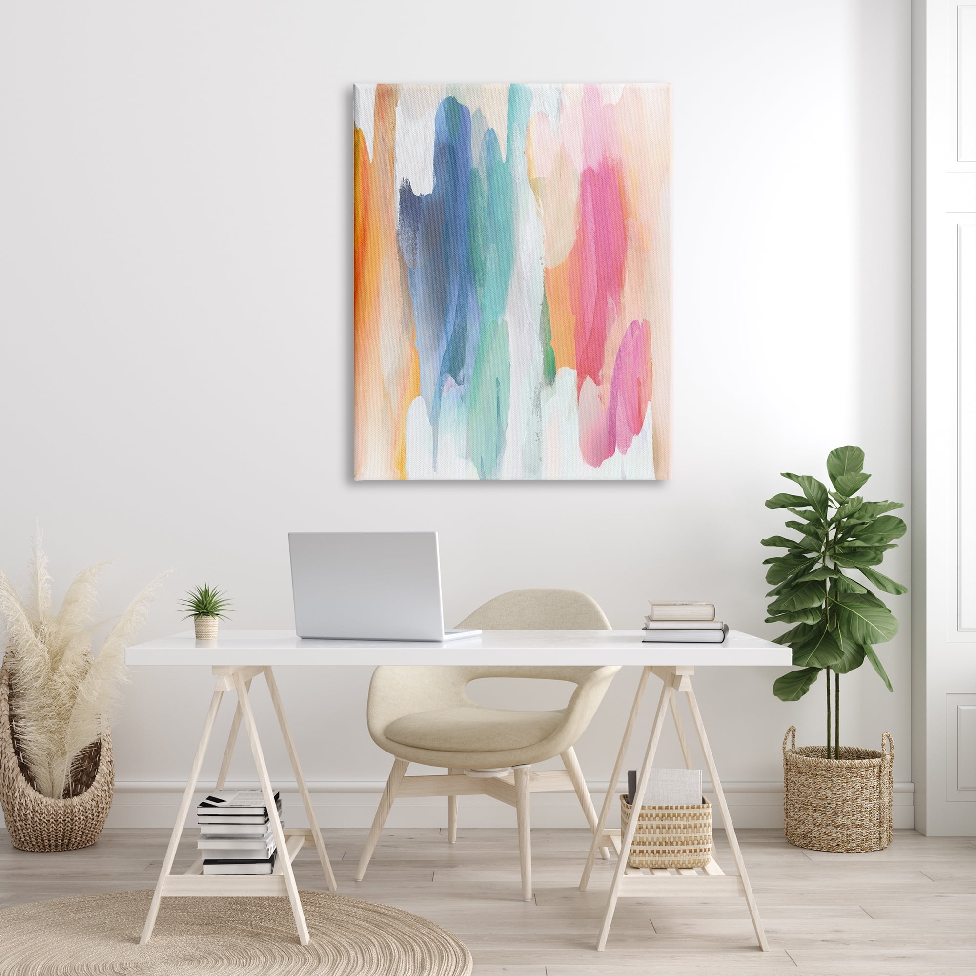 Stupell Industries Faded Rainbow Tones Layered Shape Abstraction, 36 x 48, Designed by Jackie Hanson