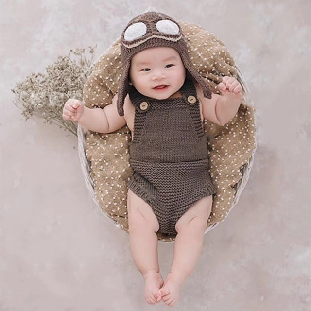 Jinsinto Baby Girl pilot Set Newborn Photography Props Baby brown