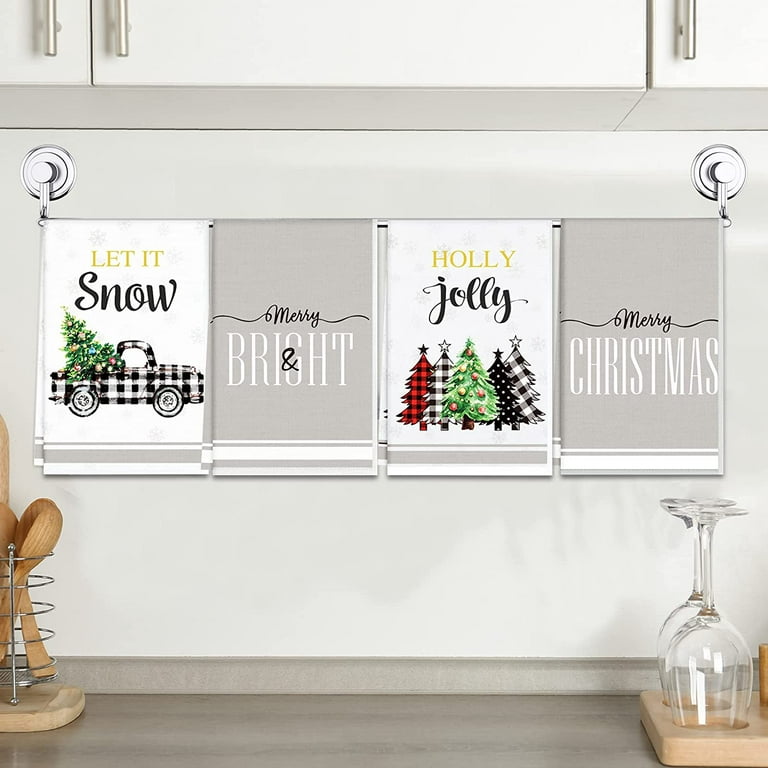 Granny's Stay Put Checkered Tea Towels, Winter Collection