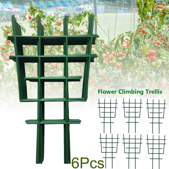 Walbest 6Pcs Plastic Climbing Trellis, Plant Vine Leaf Support Stakes, Flower Plant Climbing Frame, Trellises for Potted Climbing Plant Vines Vegetables Climbing Stakes