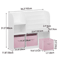 thumbnail image 7 of Kids Toy Organization Cubby Bookcase with 3 Fabric Drawers,Bookcase Display Stand for Bedroom,Playroom,Pink, 7 of 7