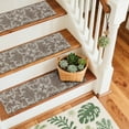 thumbnail image 2 of PURE ERA Soft Stair Treads Pad Cover 8"x30" PVC Cushioned Foam Pads Mat Tape Free Easy Clean(12 Pieces,Brown Floral Prints), 2 of 11