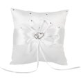 thumbnail image 1 of Almohada nupcial para boda, anillo de bolsillo, soporte para cojín con decoración de corazones dobles, 20x20cm, blanco, 1 of 4