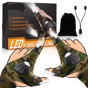 Rechargeable Finger Lights LED Gloves Hands-Free Flashlight