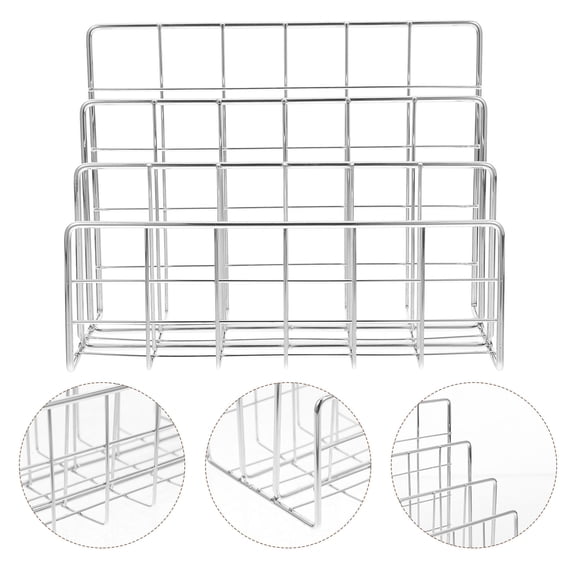 Mobutofu Plated Silver Desktop File Organizer with Slots for Mail Books and Notebook Storage