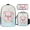thumbnail image 1 of Wibbly Pig Backpack Three Piece Essentials 17 Inch Bag Lunch Tote Pen Case, 1 of 5