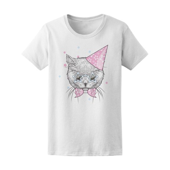 Birthday Cat Funny Glasses Tee Women's -Image by Shutterstock