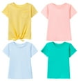 thumbnail image 4 of HILEELANG Big Girls 5-16Y Teal Light Blue Peach Yellow Cotton Short Sleeve Crewneck T Shirt Tee Size 15-16Y, 4 of 6