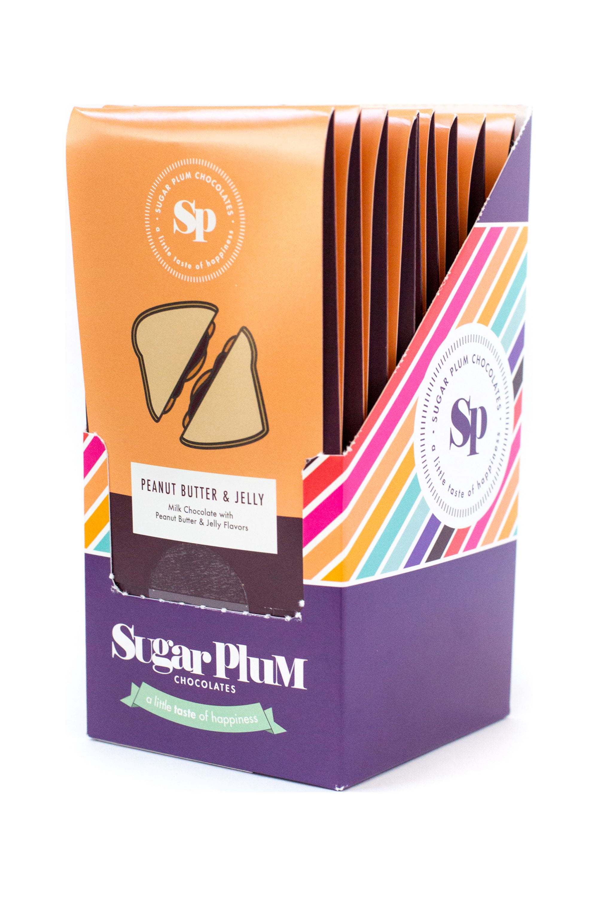 Sugar Plum Chocolates Peanut Butter and Jelly Milk Chocolate Bars Vegetarian 5-Pack 17.5 oz