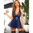 thumbnail image 4 of Lencería Conjunto Babydoll Encaje Con Tanga Y Medias De Seda, 4 of 7
