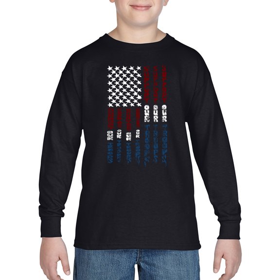 Boy's Word Art Long Sleeve - Support our Troops