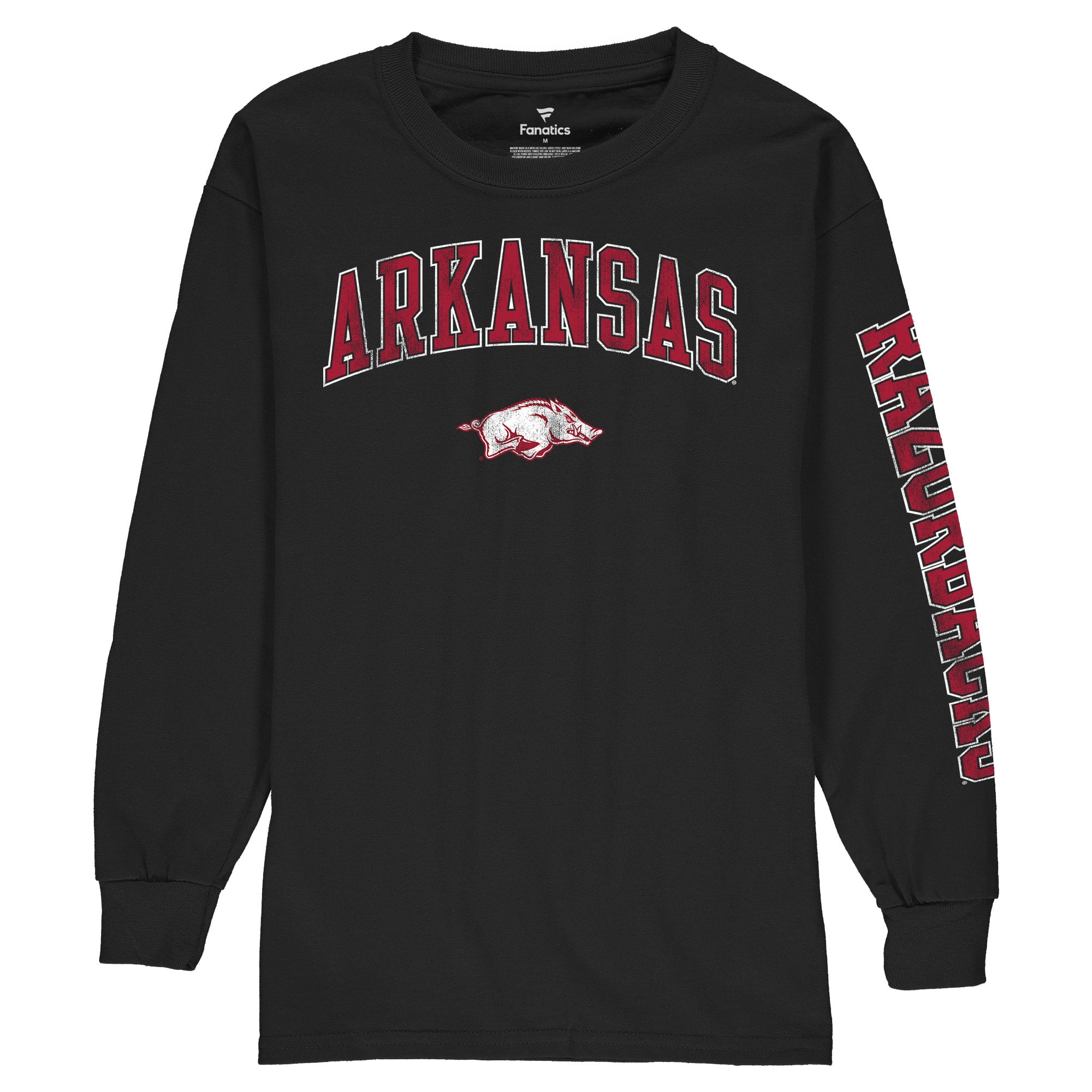 Arkansas Razorbacks Fanatics Branded Youth Distressed Arch Over Logo Long Sleeve T-Shirt - Black 