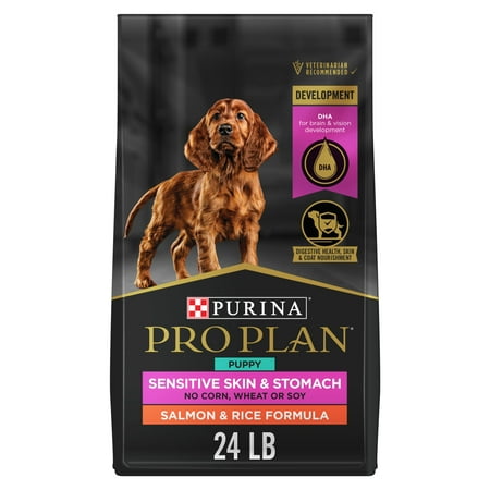 Purina Pro Plan Sensitive Skin and Sensitive Stomach Dog Food Puppy Salmon and Rice Formula 24 lb Bag