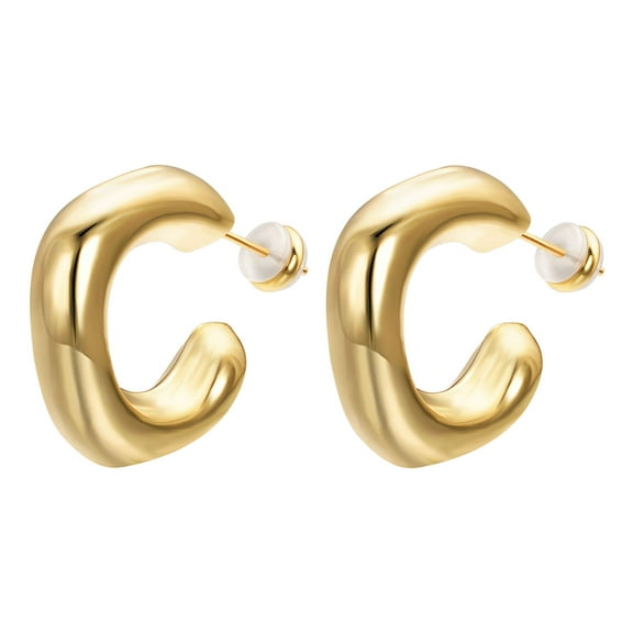Yoursfs Gold Plated creoles Earrings for Women Hypoallergenic Chunky Gold Stud Earrings Half Hoop Earring Jewelry Gift Jewelry Gift