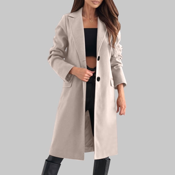 Chaqueta y abrigo informal de manga larga con capucha para mujer, cárdigan de lana con cremallera y solapa de color liso, chaqueta de manga larga, abrigo para mujer