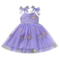 thumbnail image 3 of IBTOM CASTLE Toddler Baby Girls Birthday Party Princess Tutu Dress Floral Backless Ruffle Tulle Dresses for Cake Smash 6-12 Months Purple Floral, 3 of 8