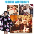thumbnail image 4 of Blanket Hoodie for Kids Oversized Wearable Hooded Blanket Soft Warm Flannel Hoodie Sweater Blanket Animal Pattern Blanket Sweatshirt One Size Fits All Wearable Blanket with Pockets, 4 of 9
