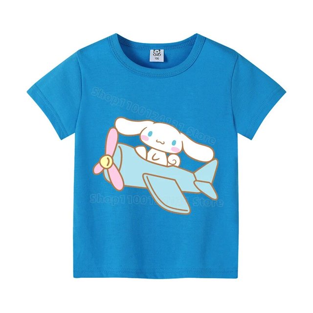Cinnamoroll-Camiseta de Sanrio para niñas, ropa Kawaii de algodón, cómoda, Base de Anime