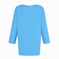 thumbnail image 5 of KPOPLK Womens 3/4 Length Sleeve Blouses Business Tops Dressy Casual V Neck Cute Hollow Out T-Shirts(S,b168-Sky Blue), 5 of 7