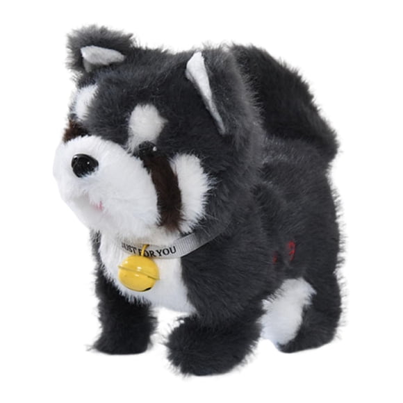 Perro de peluche eléctrico que camina, juguete musical con 12 melodías, lindo animal de peluche Gris