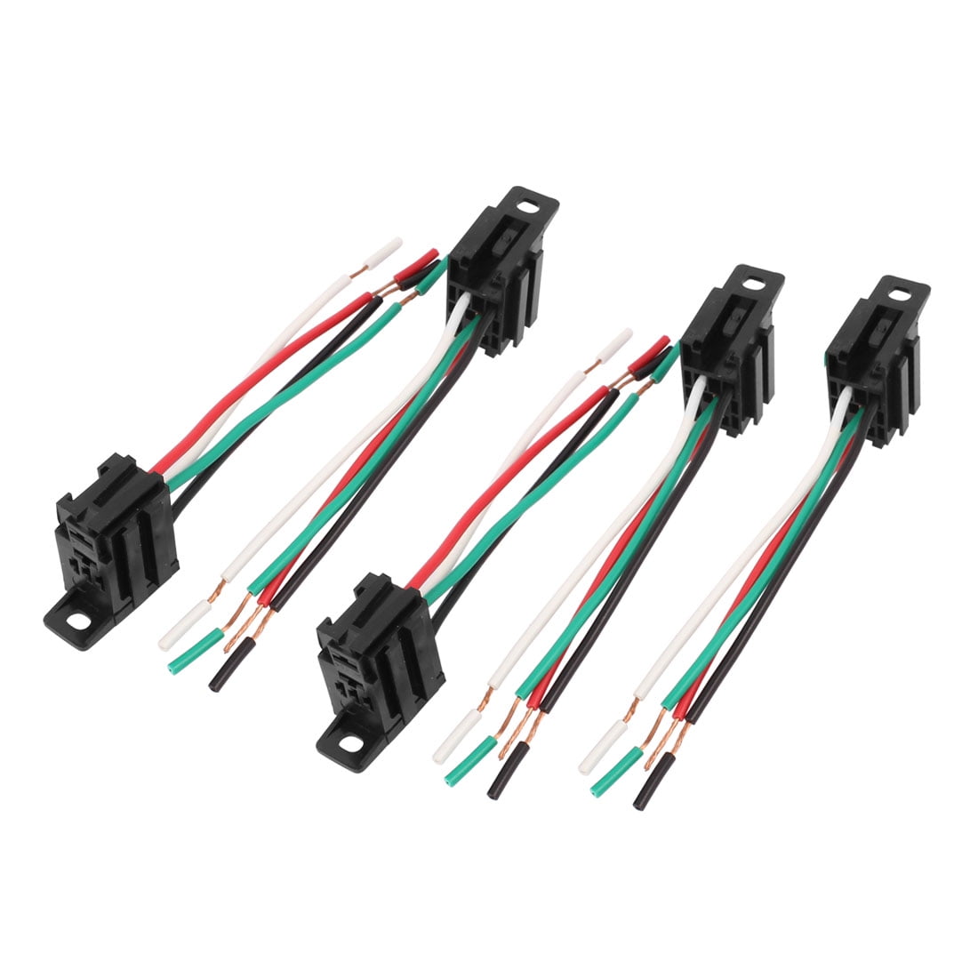 DC 12V/24V 4Pin Relay Socket Harness Holder Connector 5pcs for Car