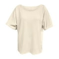 thumbnail image 5 of Plus Size Work Blouses for Women Solid Short Sleeve Crew Neck Casual Basic T shirts Loose Comfy Summer Tunic Tops, 5 of 5