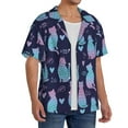 thumbnail image 4 of Xecao offers the Silhouette Cats for Men's Casual Short-sleeved Shirt, a button-up collared shirt with a pocket, perfect for beach vacations and yacht travel in the 4X-Large size., 4 of 7