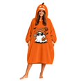 thumbnail image 6 of Halloween Pumpkin Wearable Blanket Hoodie, Hooded Wearable Blanket Poncho for Adults, Cozy Oversized Plush Blanket Wrap for Home Lounge Couch Relaxing, Halloween Gift for Family, 6 of 6