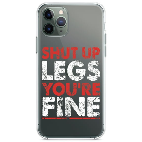 DistinctInk Clear Shockproof Hybrid Case for iPhone 12 MINI (5.4" Screen) - TPU Bumper Acrylic Back Tempered Glass Screen Protector - Shut Up Legs You're Fine Running