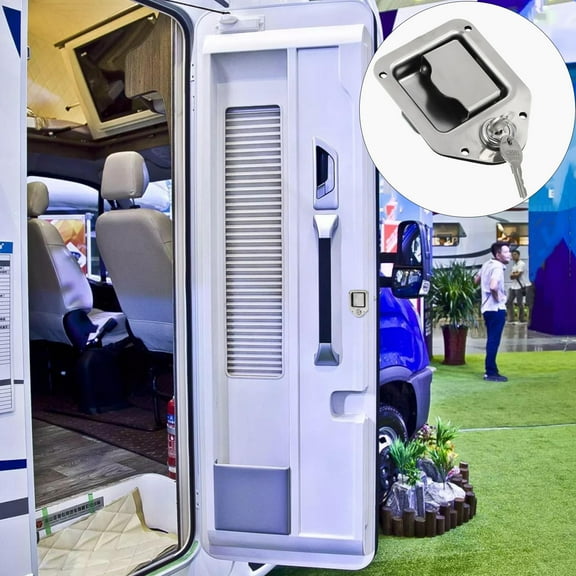EXHUMKY  Stainless Steel RV Door Lock Rectangular Rust Proof Security for Camping