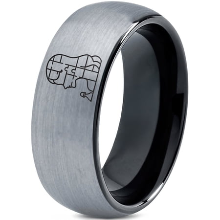 Grey Wedding Band Women Tungsten Ring Valentines Gamer Hostess Gift 18th Birthday Gifts Uncle
