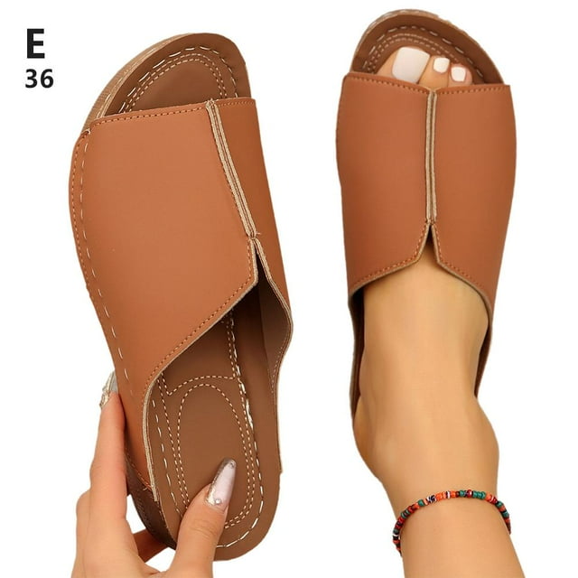 Chaussons Compensés Orthopédiques pour Femmes à Bout Ouvert Antidérapants